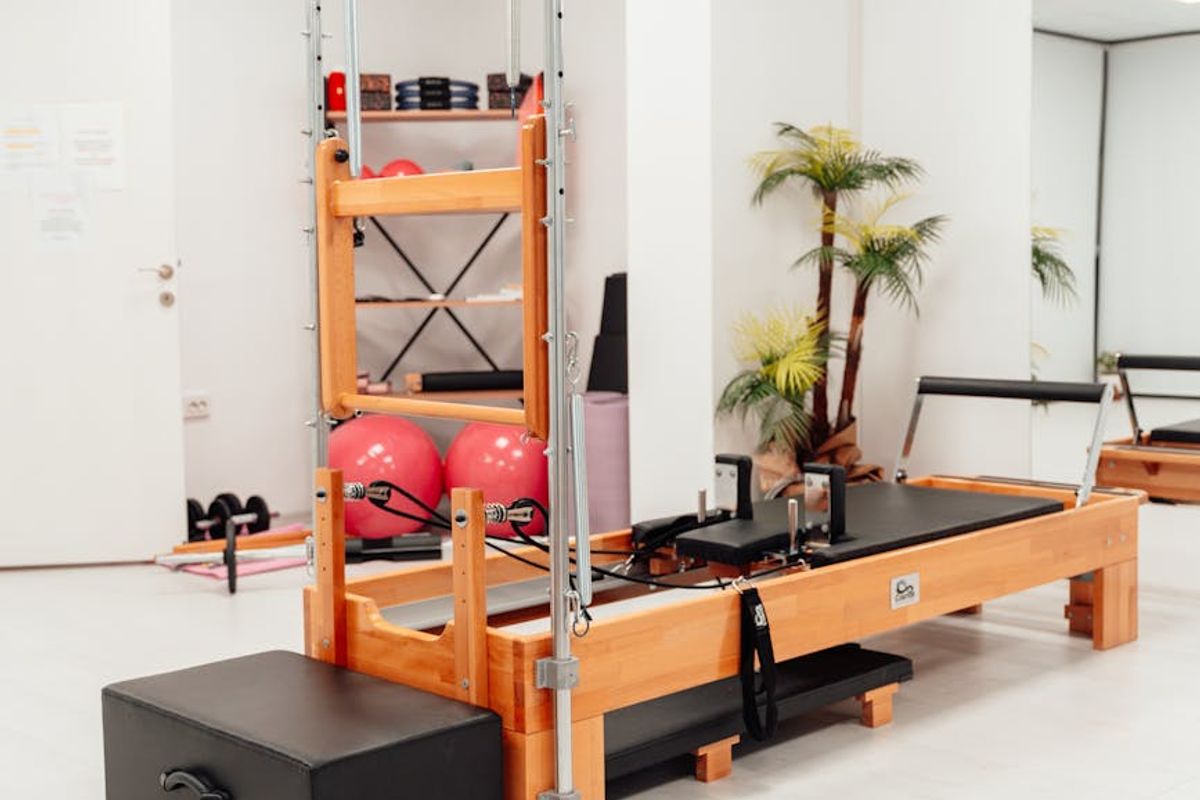Minimalist bright exercise studio with natural sunlight